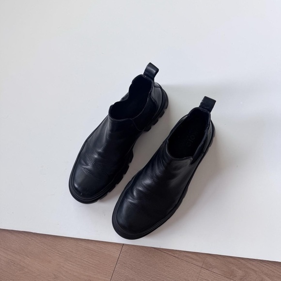 Koio Black Leather Boots 10 Platform Chunky Lung Ankle Grunge Minimalist - Picture 7 of 8
